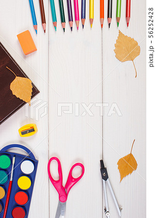 Frame of school accessories, book 56252428