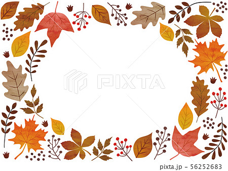 秋の枯葉フレームのイラスト素材 56252683 Pixta