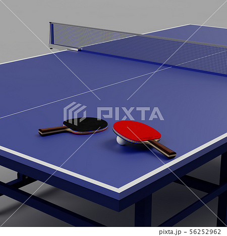 3d 卓球台 ラケット ボールのイラスト素材 56252962 Pixta