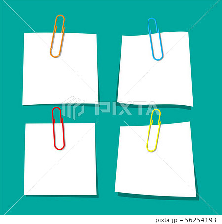 Empty paper sheet hanging with paper clip. 56254193