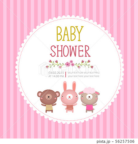 Baby shower invitation card template on pink 56257506