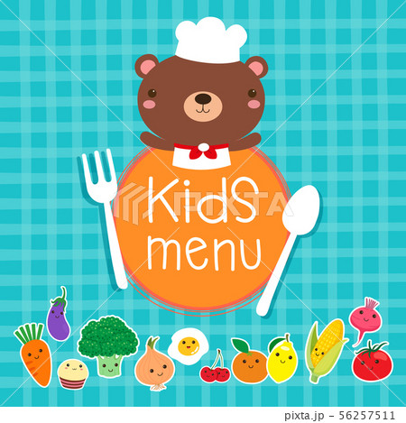 Design of kids menu with cute bear chef 56257511