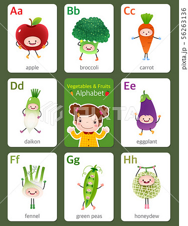 Printable Flashcard English Alphabet From A To Hのイラスト素材