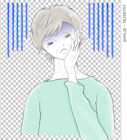 青い顔_頬に手_シニア女性 56266703