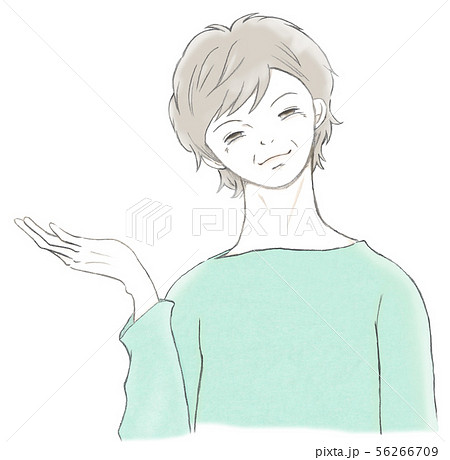 右手を出す_シニア女性 右手を出す_シニア女性 56266709