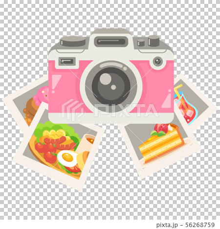 デジタルカメラ（デジカメ）と写真（フォト）のイラスト 56268759