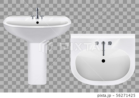 Classic White Ceramic Washbasins With Water Tapのイラスト素材