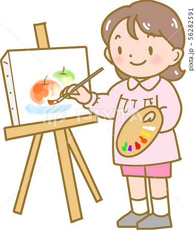 絵を描く女の子のイラスト素材