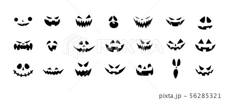 Set of Halloween scary pumpkins cut 56285321