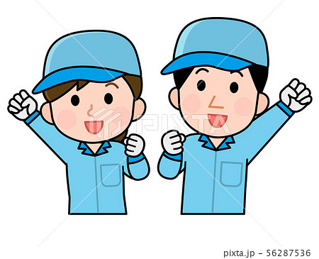 職業　作業員　上半身　男女　イラスト 56287536