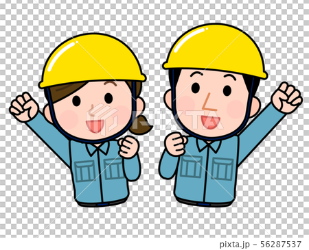 職業　作業員　上半身　男女　イラスト 56287537
