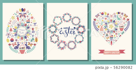 Happy Easter Flat Vintage Greeting Cards Templates Happy Easter Flat Vintage Greeting Cards Templates 56290082