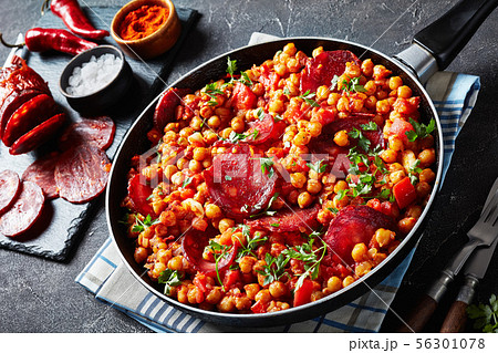 spain Garbanzos fritos, Chickpea stew with chorizo spain Garbanzos fritos, Chickpea stew with chorizo 56301078