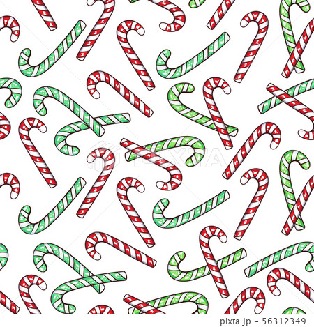 Christmas candy canes seamless pattern, xmas decorations Christmas candy canes seamless pattern, xmas decorations 56312349