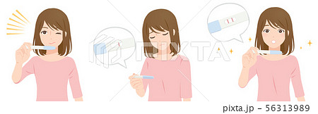 妊娠検査薬を確認する女性 56313989