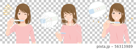 妊娠検査薬を確認する女性 56313989