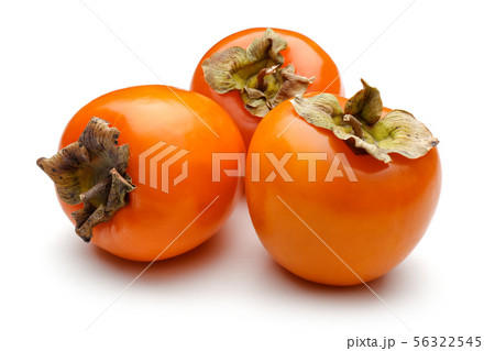 Whole ripe persimmon fruits isolated on white 56322545