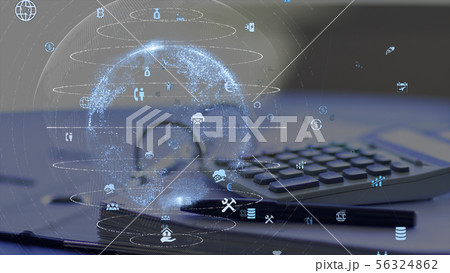 VR 5G AI 人工知能 フィンテック Fintech MaaS ICT ブロックチェーン 3D 56324862