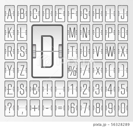 Light steampunk terminal mechanical scoreboard alphabet to display destination and timetable vector 56328289