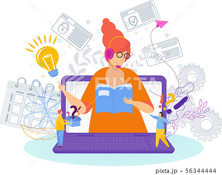 Hotline operator advises client. Online global technical support. 56344444