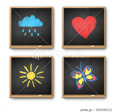 Square vintage chalkboards with kids drawing Square vintage chalkboards with kids drawing 56346312