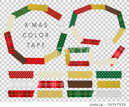 クリスマスカラーのマスキングテープフレームのイラスト素材