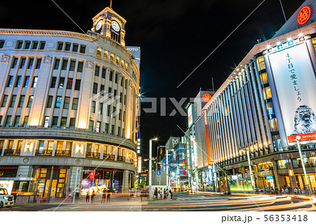 東京 銀座 夜の四丁目交差点 東京 銀座 夜の四丁目交差点 56353418