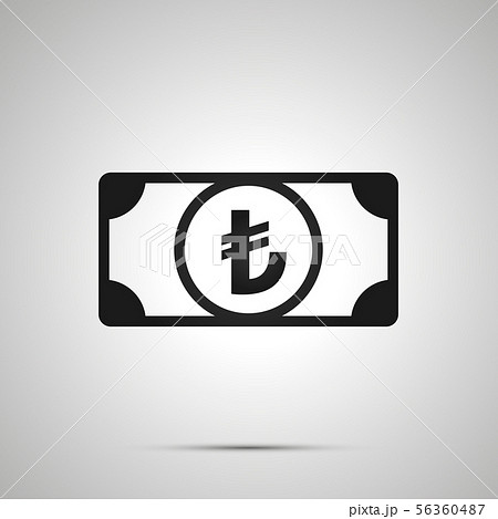 Abstract money banknote with turkish lira sign, simple black icon with shadow on gray 56360487