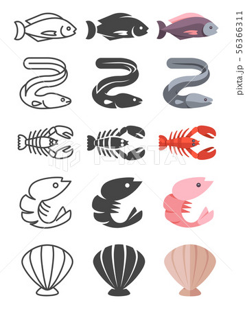 Set of ocean and sea life icon Set of ocean and sea life icon 56366311