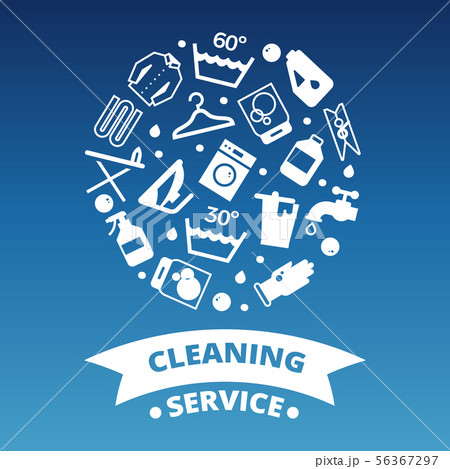 Laundry, cleaing service icons round concept 56367297