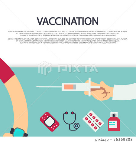 Vaccination concept banner template with syringe and medical icons Vaccination concept banner template with syringe and medical icons 56369808