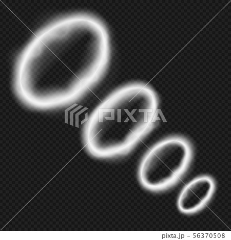 White smoke rings from vape. Smoking pipe or hookah steam trail vector illustration isolated 56370508