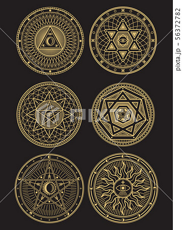 Golden occult, mystic, spiritual, esoteric vector symbols Golden occult, mystic, spiritual, esoteric vector symbols 56372782