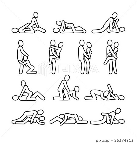 Love affair vector outline symbols. Sexual position vector line icons 56374313