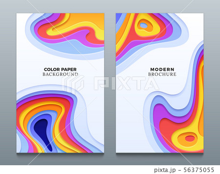 Abstract color paper cutting vector business origami backgrounds with 3d curved holes 56375055
