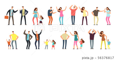 Family and professional conflict. Angry stressed swearing men, women and kids cartoon vector 56376817