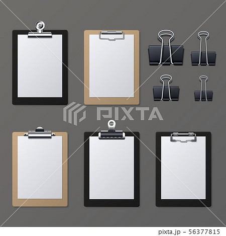 Realistic clipboards with blank white paper sheet. Notepad information board vector illustration 56377815