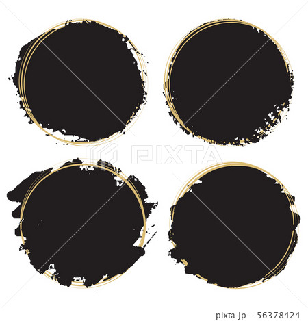 Decorative grunge design elements - black paint artistic round frames 56378424