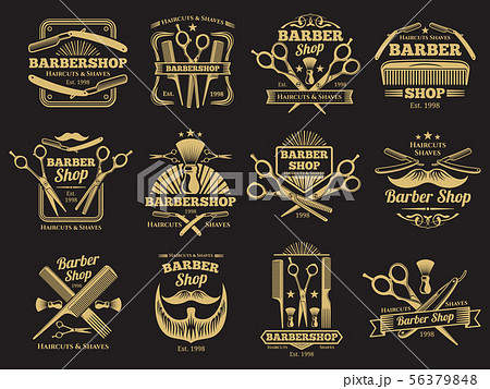 Old barbershop vector emblems and labels Old barbershop vector emblems and labels 56379848