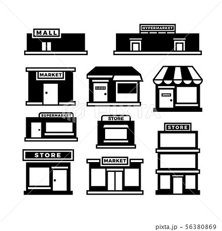 Mall And Shop Building Icons Shopping And のイラスト素材