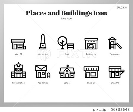 Places and buildings icons Line pack 56382648