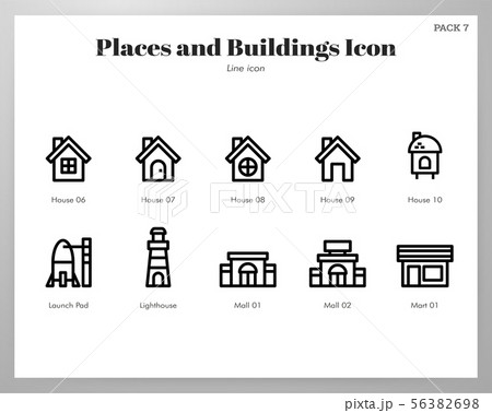 Places and buildings icons Line pack Places and buildings icons Line pack 56382698
