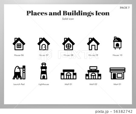 Places and buildings icons Solid pack 56382742