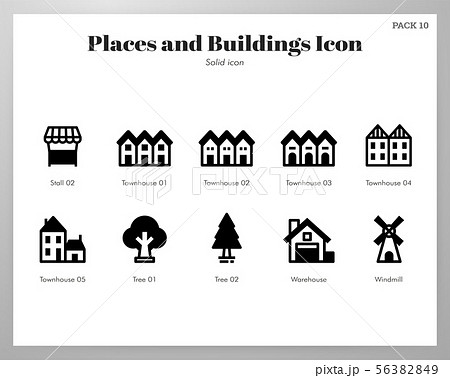 Places and buildings icons Solid pack Places and buildings icons Solid pack 56382849