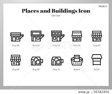 Places and buildings icons Line pack 56382850