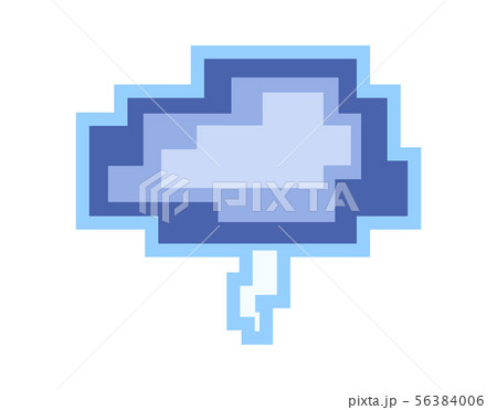Vector blue pixel art cloud with thunderbolt 56384006