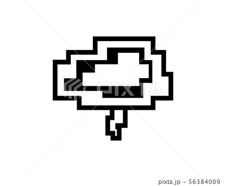 Vector monochrome pixel art cloud with thunderbolt 56384009