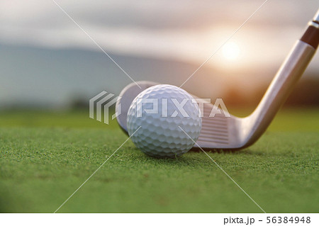Golf ball and golf club in beautiful golf course a Golf ball and golf club in beautiful golf course a 56384948