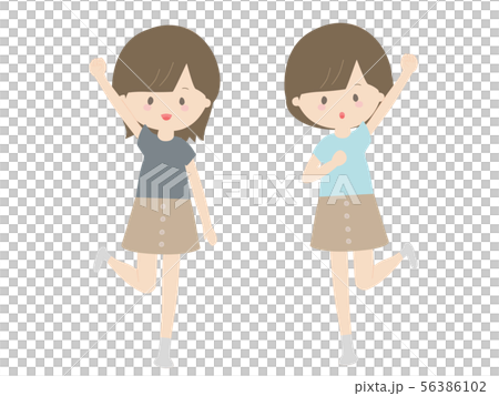 元気に応援する女の子 56386102
