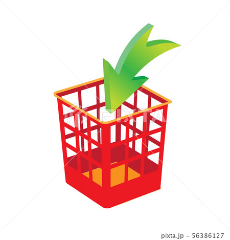Plastic basket red, trash bins isolated Plastic basket red, trash bins isolated 56386127